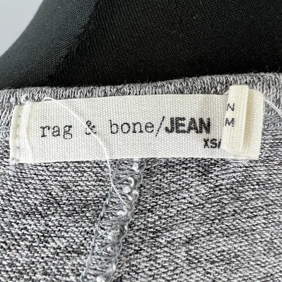 Rag & Bone Theo Long Sleeve Light Gray Heather Knit V-Neck Oversized T Shirt XS - Picture 6 of 7